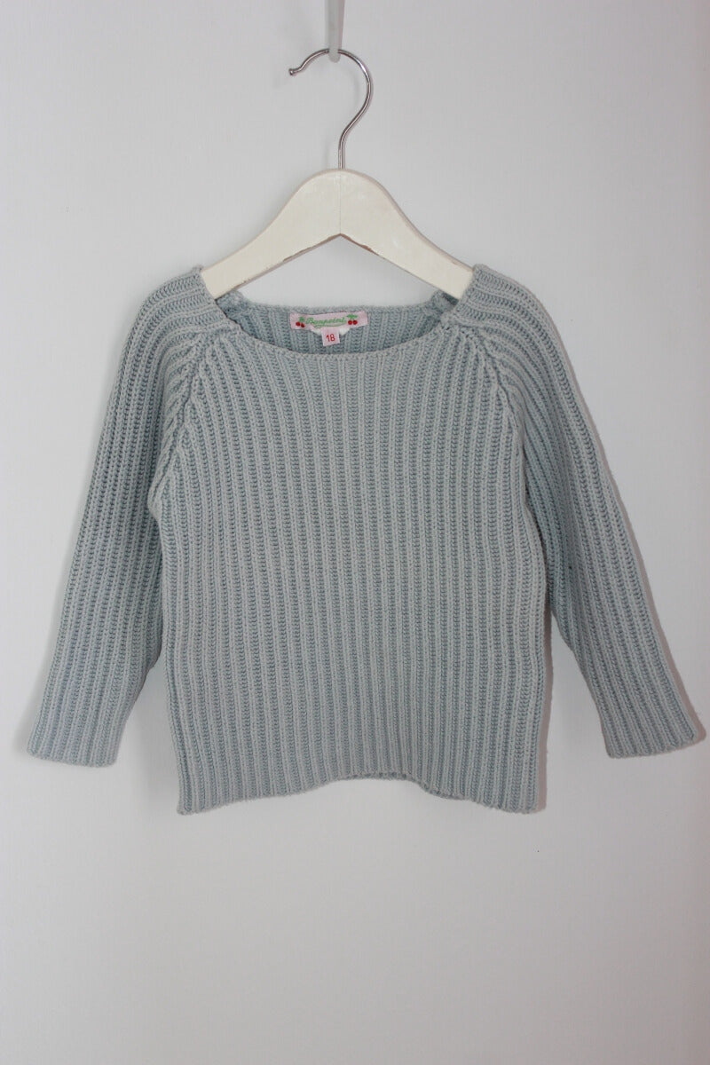 grijsblauwe unisex trui van bonpoint in maat 80 voor een baby