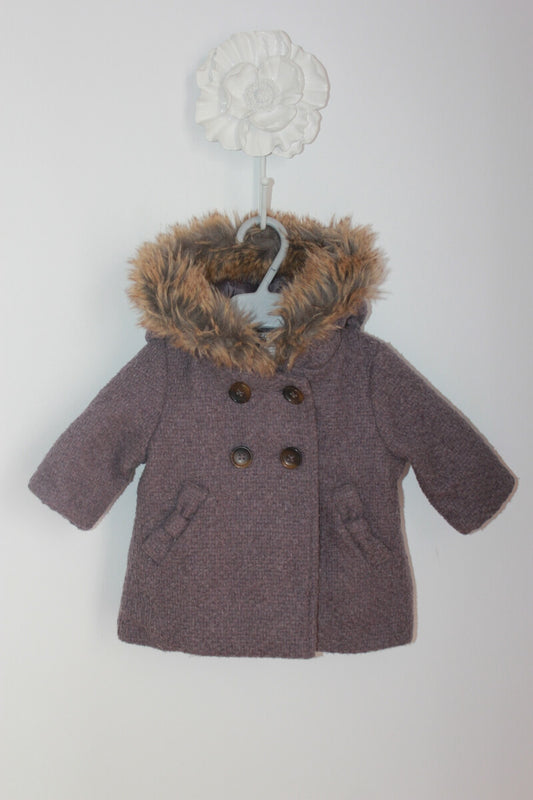 tweedehands mauve jas met capuchon in maat 56 van cocoon voor een baby meisje