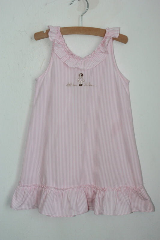 preloved katoenen roze met wit gestreept mouwloos nachthemd  in maat 92 van dis a la lune de revenir