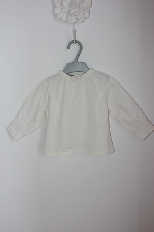 tweedehands katoenen creme blouse met lange mouwen van dpam in maat 68 voor een baby meisje