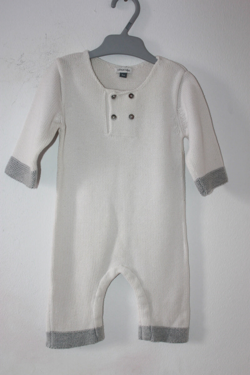 tweedehands-ecru-grijs-gebreid-pakje-maat-62-baby-unisex-dpam