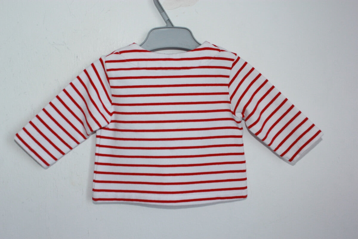 tweedehands-rood-wit-gestreept-vestje-jacadi-maat-56-baby-meisje