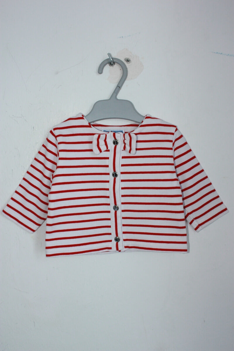 tweedehands-rood-wit-gestreept-vestje-jacadi-maat-56-baby-meisje