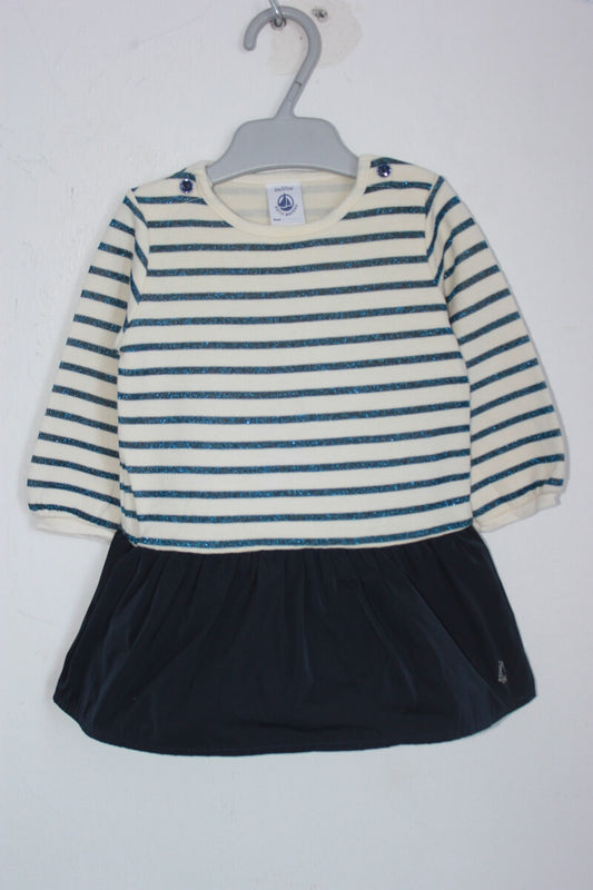 tweedehands-blauw-wit-gestreepte-jurk-lange-mouwen-petit-bateau-maat-68