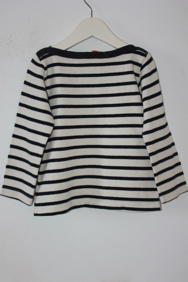 tweedehands-donkerblauw-ecru-gestreepte-unisex-sweater-maat-92-petit-bateau