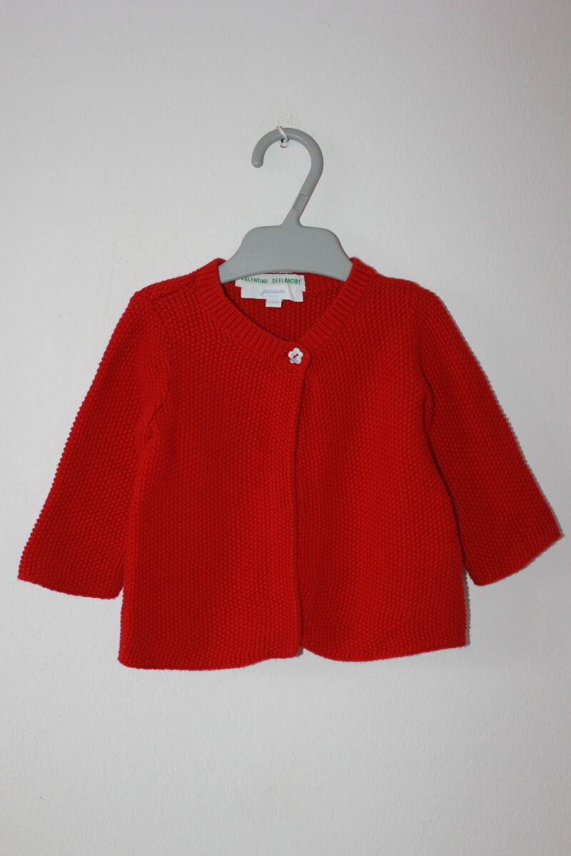 tweedehands katoenen rood vestje in maat 62 voor een baby meisje van jacadi