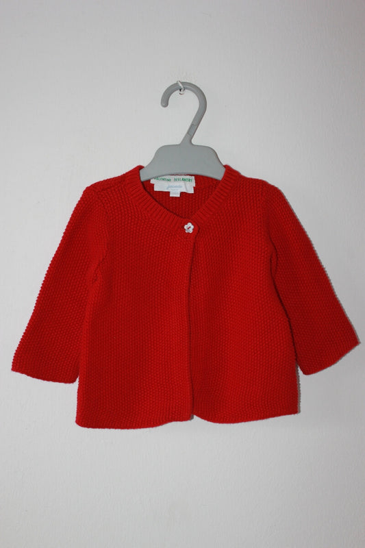 tweedehands katoenen rood vestje in maat 62 voor een baby meisje van jacadi