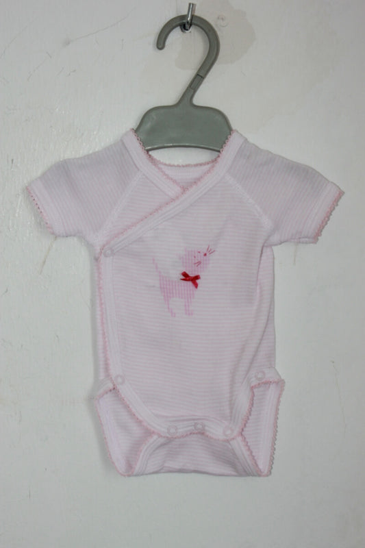 tweedehands roze overslagromper met korte mouwen in maat 46 van petit bateau
