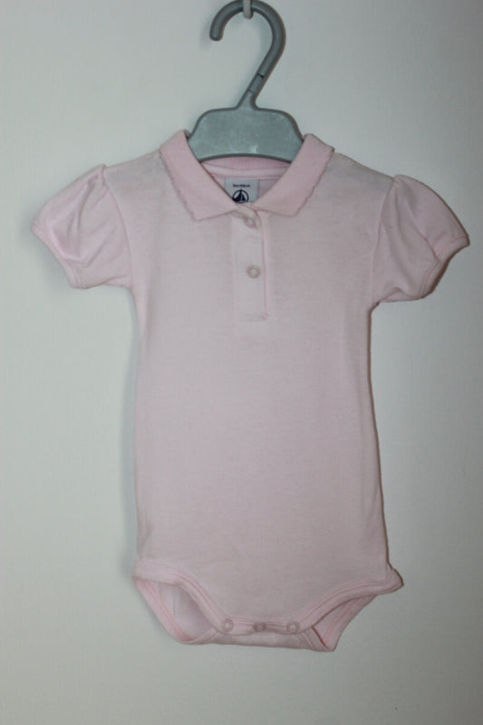 tweedehands katoenen roze romper met korte mouwen in maat 62 van petit bateau