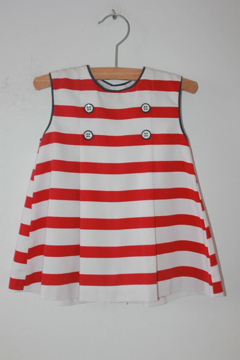 tweedehands-rood-wit-gestreepte-mouwloze-zomerse-jurk-maat-74-baby-meisje-mayoral