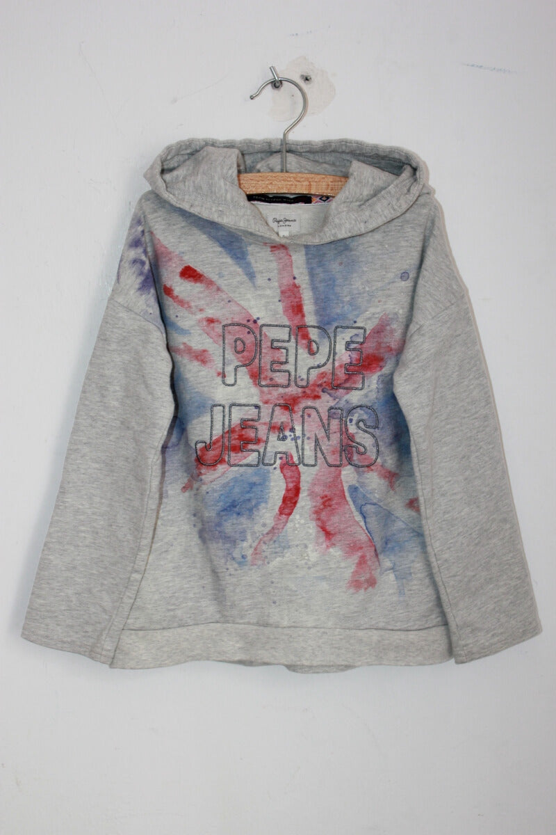 s-lichtgrijze-unisex-hoodie-engelse-vlag-maat-122-pepe-jeans