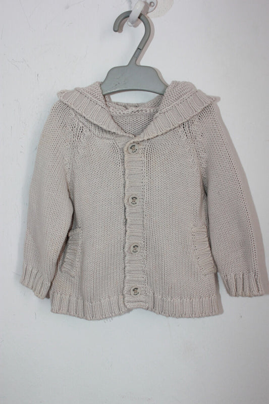 tweedehands unisex beige katoenen vest met capuchon in maat 68 voor een baby van jacadi
