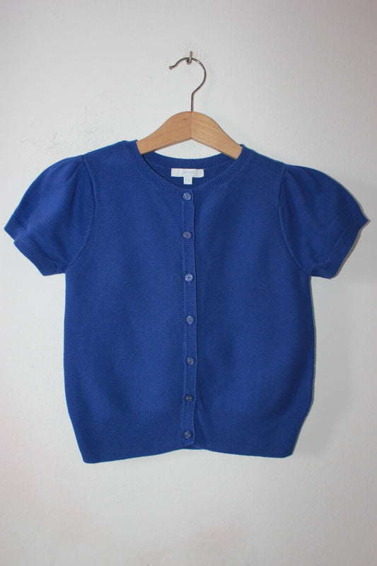 tweedehands blauw katoenen vest met korte mouwen van jacadi in maat 128 voor een meisje