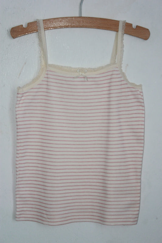 tweedehands roze creme gestreept shirtje maat 104 vert baudet