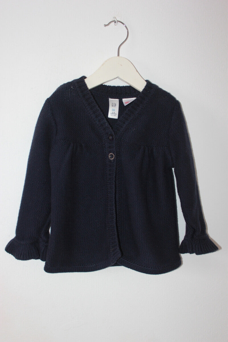 tweedehands-donkerblauw-vest-maat-80-baby-meisje-gap