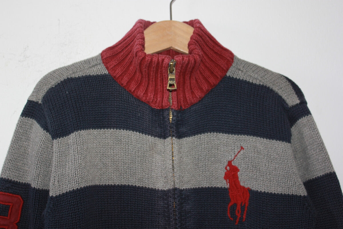 tweedehands-gestreept-vest-maat-128-jongen-ralph-lauren