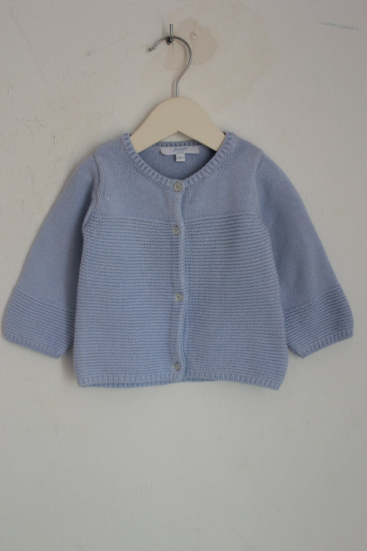 tweedehands lichtblauw vest maat 68 jacadi