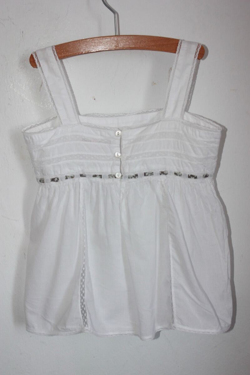 tweedehands zomerse witte blouse met schouderbandjes van bonpoint in maat 122-128 
