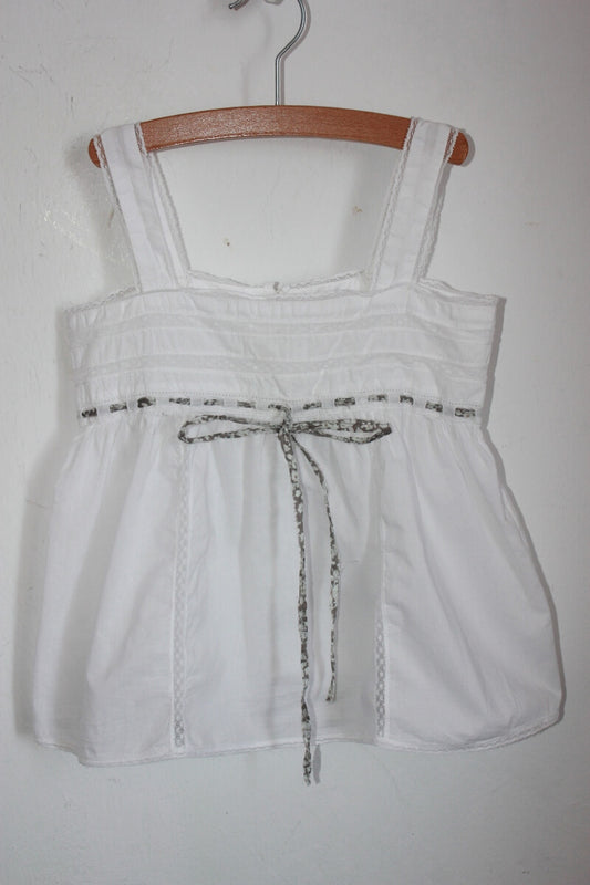 tweedehands zomerse witte blouse met schouderbandjes van bonpoint in maat 122-128 