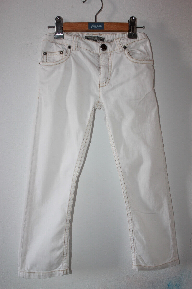 tweedehands unisex witte jeans van bonpoint in maat 98-104