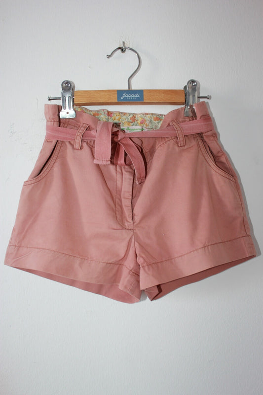 tweedehands katoenen zomerse koraalroze korte broek van bonpoint in maat 98-104 voor een meisje