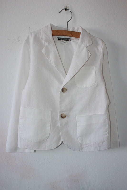 tweedehands witte linnen blazer van bonpoint in maat 110-116 voor een jongen