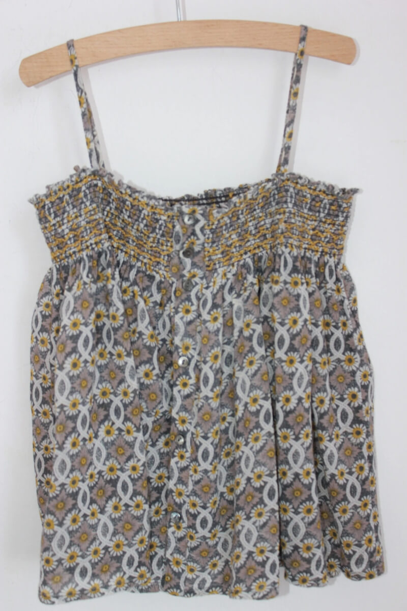 tweedehands katoenen liberty blouse in multicolour met spaghettibandjes van bonpoint, maat 122-128