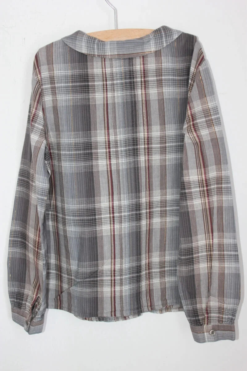 tweedehands katoenen geruite blouse in multicolour met lange mouwen van bonpoint, maat 134-140 voor een meisje