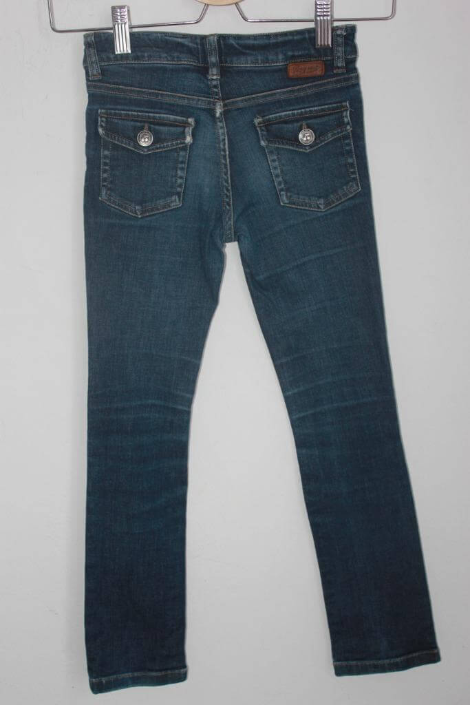 tweedehands donkerblauwe jeans van bonpoint in maat 122-128 voor een meisje