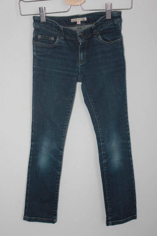 tweedehands donkerblauwe jeans van bonpoint in maat 122-128 voor een meisje