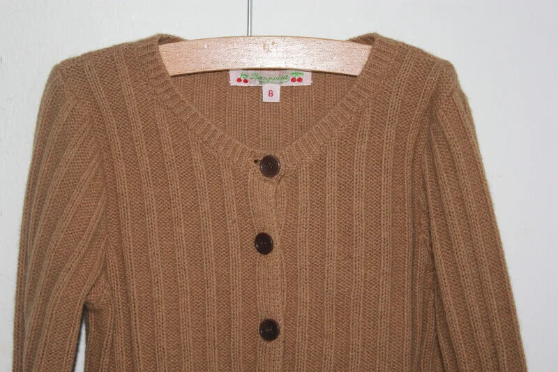 tweedehands lichtbruin vest van bonpoint in maat 122-128 voor een meisje
