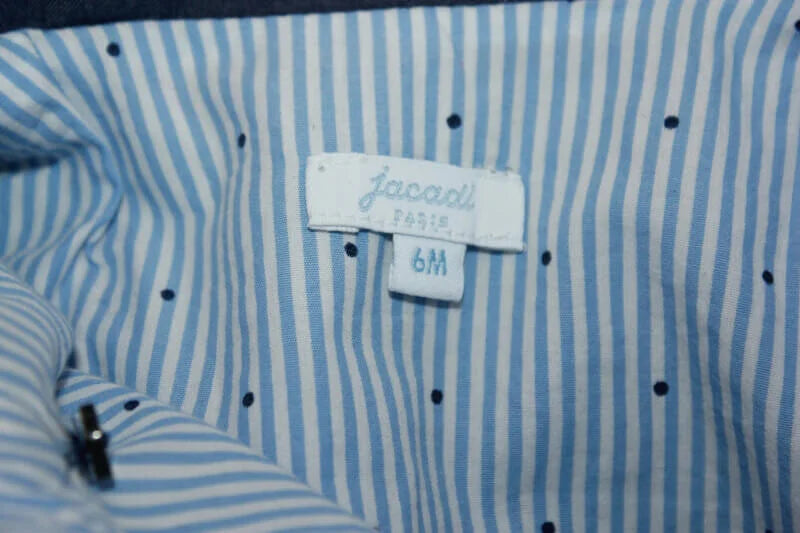 tweedehands unisex zomerse blauwe katoenen jacadi jas in maat 68