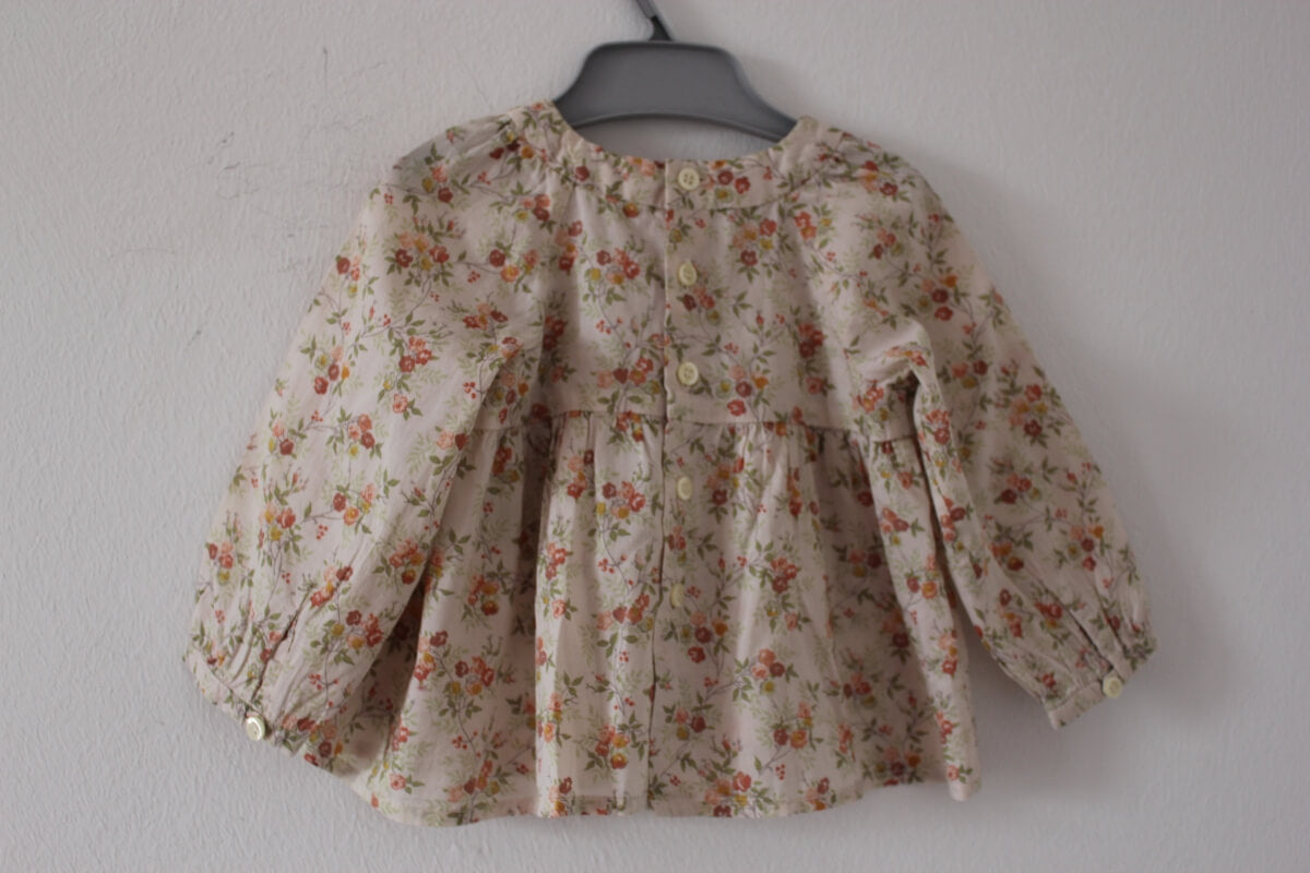 tweedehands katoenen liberty blouse in multicolour met lange mouwen van bonpoint in maat 62