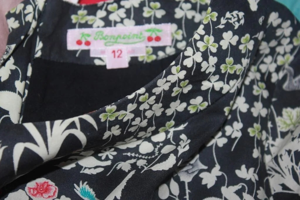 tweedehands katoenen iberty jurk in multicolour met lange mouwen van bonpoint in maat 146-152