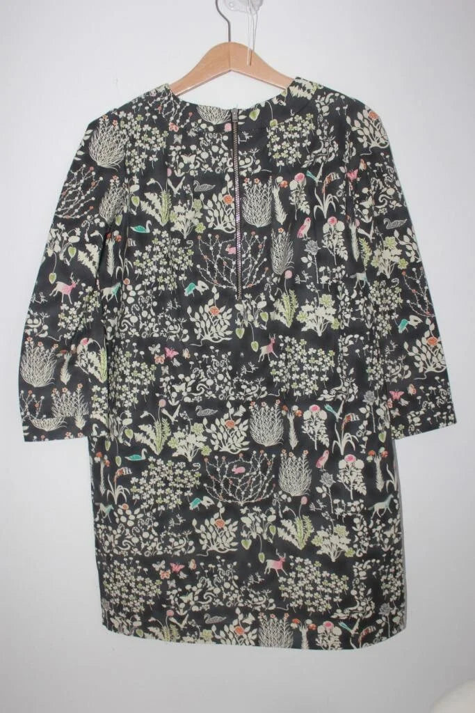 tweedehands katoenen iberty jurk in multicolour met lange mouwen van bonpoint in maat 146-152