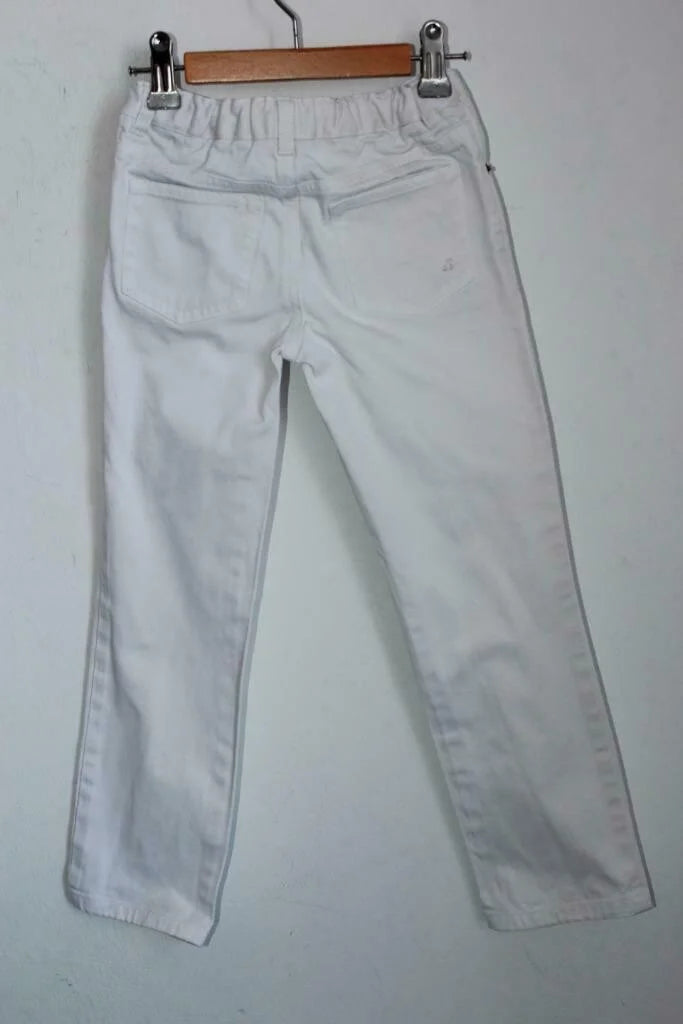 tweedehands unisex witte lange broek van bonpoint in maat 110-116