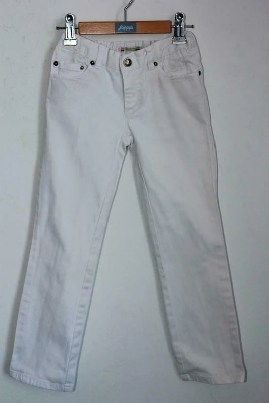 tweedehands unisex witte lange broek van bonpoint in maat 110-116