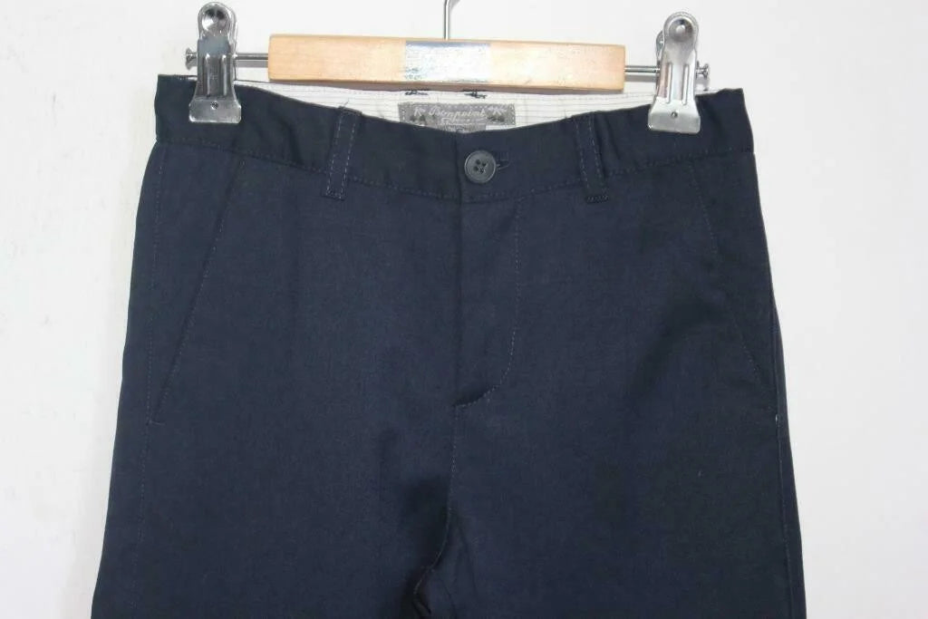 tweedehands wollen donkerblauwe lange broek van bonpoint, maat 110-116 voor een jongen
