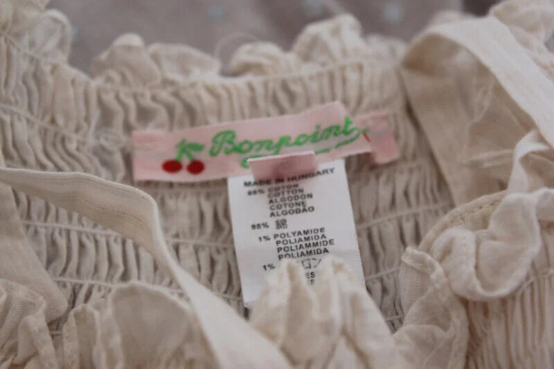 tweedehands creme zomerse jurk met zilveren streepjes van bonpoint in maat 122-128