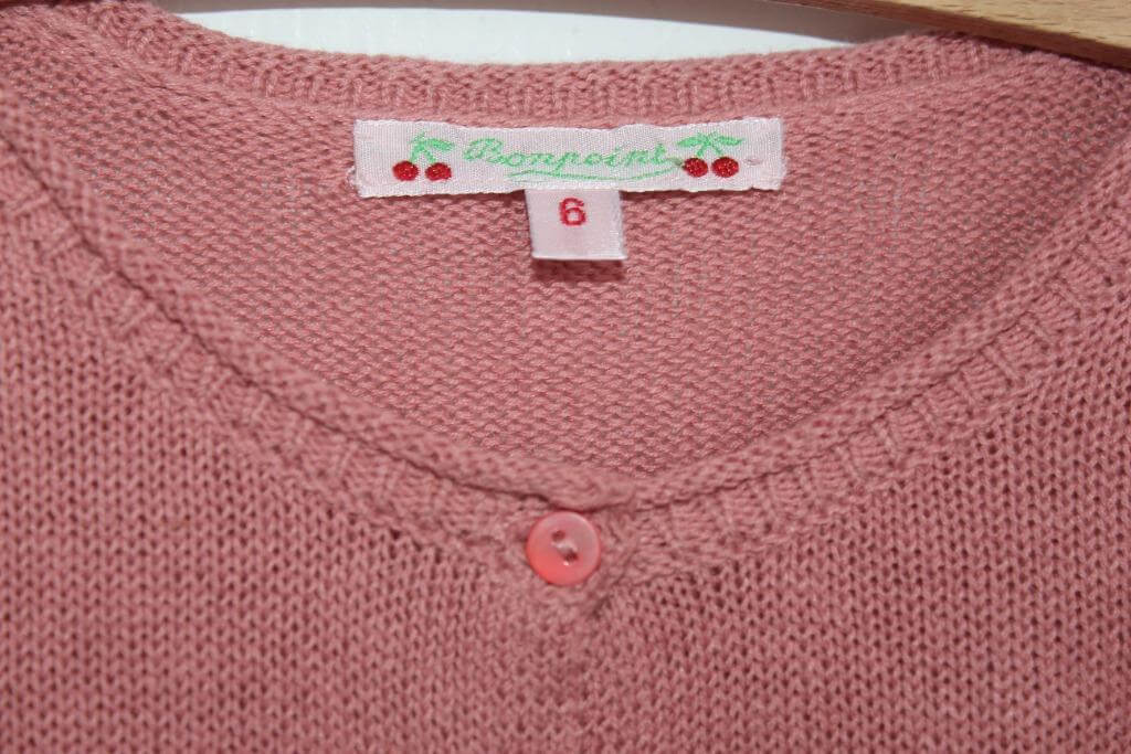 tweedehands katoenen koraalroze vest in maat 110-116 van bonpoint