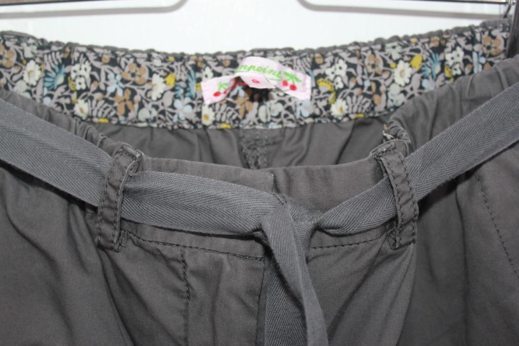 tweedehands katoenen donkergrijze lange broek in maat 122-128 van bonpoint voor een meisje