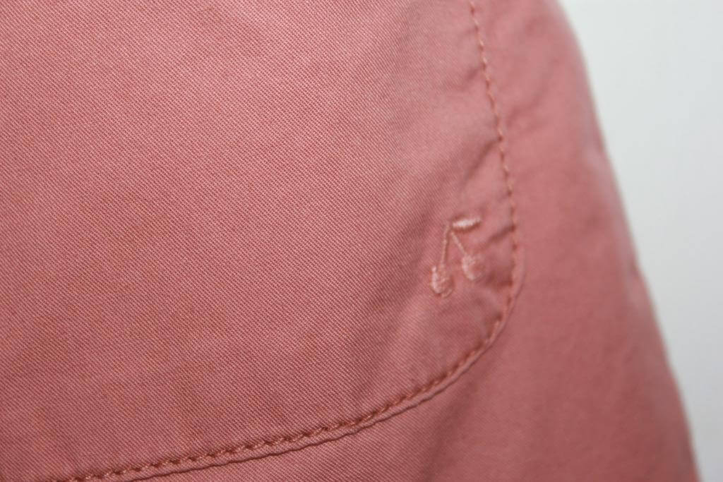 tweedehands katoenen zomerse koraalroze lange broek van bonpoint in maat 122-128