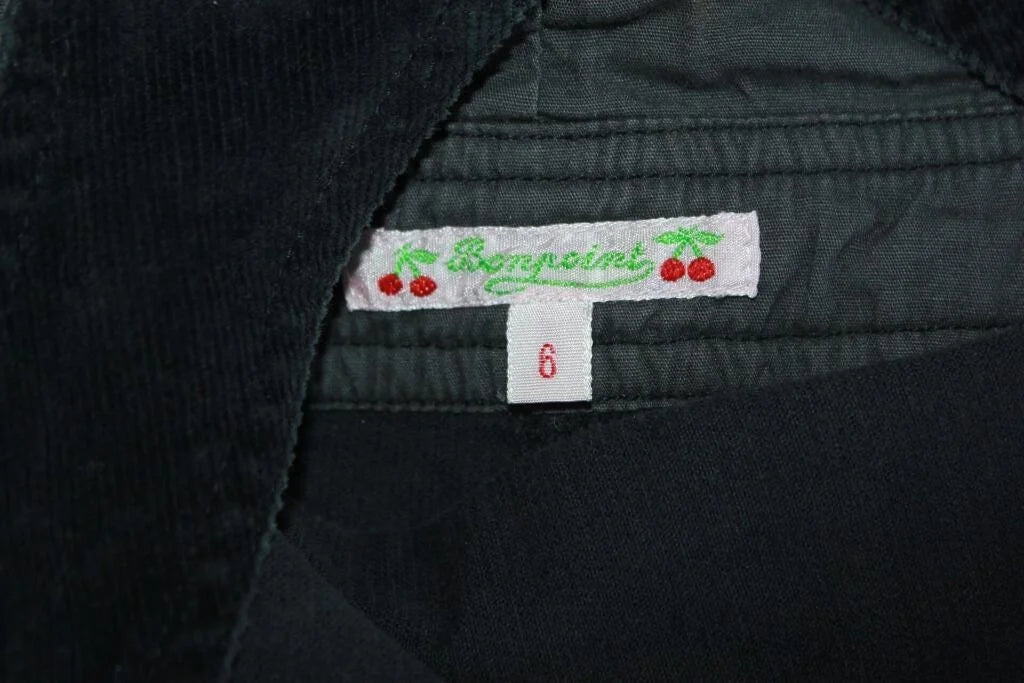 tweedehands korte zwarte ribfluwelen salopette van bonpoint in maat 110-116 voor een meisje