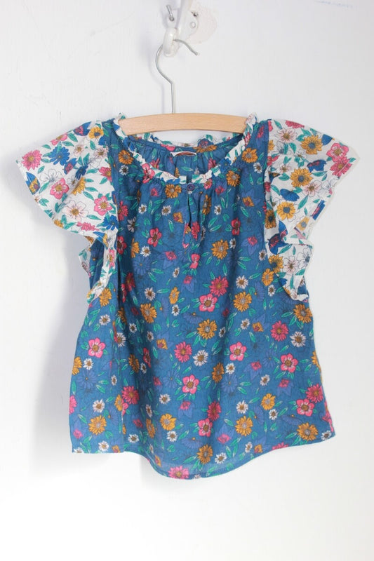 tweedehands-gebloemde-blouse-korte-mouwen-multicolour-maat-104-tao