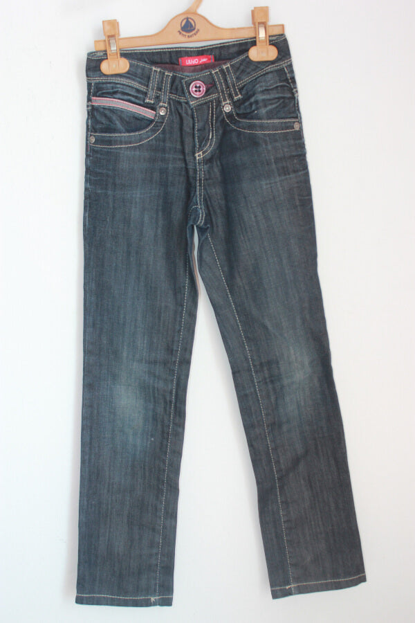 tweedehands-donkerblauwe-jeans-maat-128-meisje-liu-jo