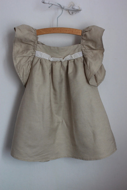 beige-ecru-jurk-volantmouwen-maat-92-lio-lio-zomercollectie