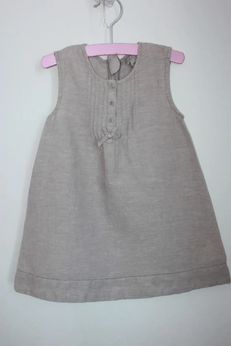 tweedehands-beige-zomerse-mouwloze-jurk-maat-86-baby-meisje-cyrillus