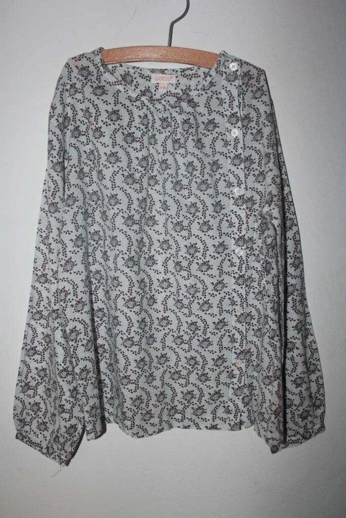 tweedehands-bruine-blauwe-witte-blouse-lange-mouwen-bloemenprint-maat-134-meisje-gocco