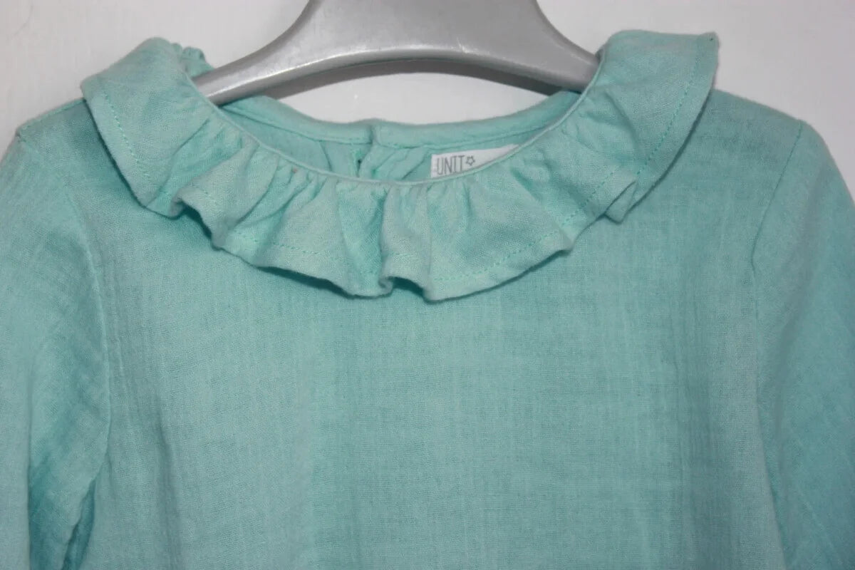 tweedehands-groene-blouse-lange-mouwen-volantkraag-maat-74-baby-meisje-unit