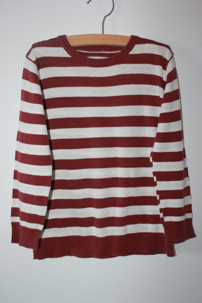 tweedehands-bordeaux-wit-gestreepte-trui-maat-98-petit-bateau